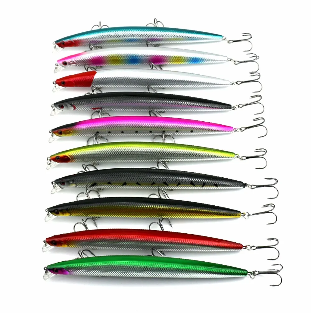 

New 10pcs Minnow Long Fishing Lure Pike Fishing Tackle 18cm 26g Artificial Big Fishing Wobbler Japan Hard Bait Swimbait