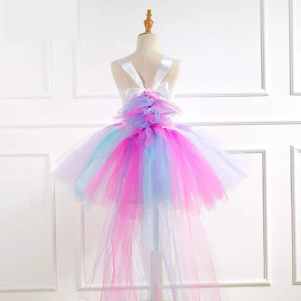 Girls Unicorn Dress Costume Rainbow Tutu Princess Cosplay Birthday Party Children Kids Halloween Carnival Clothes | Тематическая