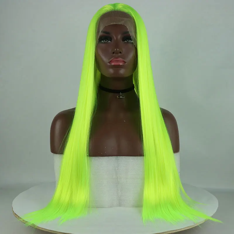 Bombshell синтетические парики на кружеве светильник зеленый прямой косплей Drag queen вечерние парики термостойкие волокна волос