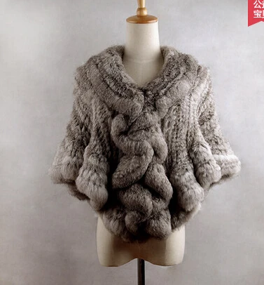 2020  new fur knitted rabbit fur outerwear batwing sleeve thermal large cape rex rabbit fur cloak