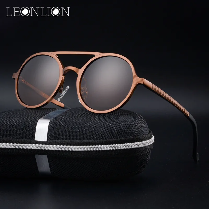 Солнцезащитные очки LeonLion поляризационные UV400 Мужские круглые в металлической