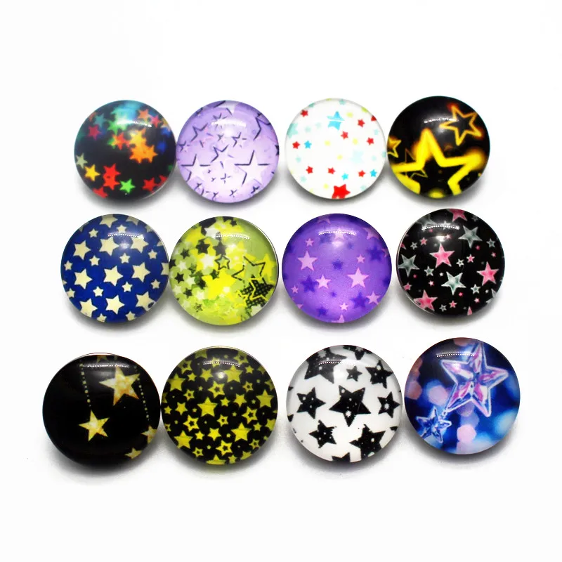 

New arrival 50pcs/lot Random Glass Star Snap Buttons Belief Snap Charms Fit 18mm/20mm DIY Snap Bracelet Buttons Jewelry