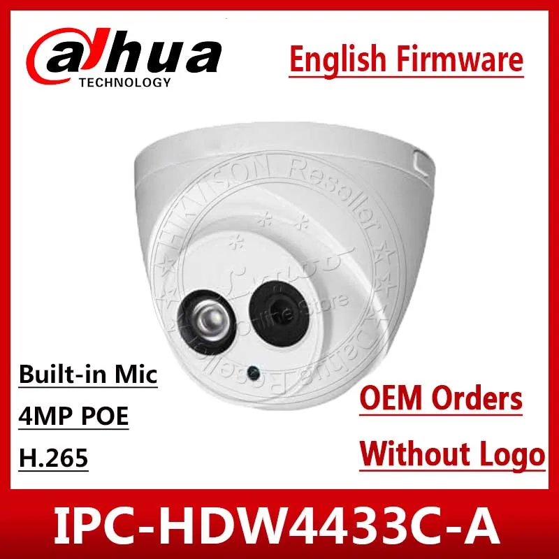 Dahua OEM заказы 6MP 4MP IPC HDW4631C A HDW4433C H.265 POE Встроенный микрофон IR IP67 CCTV купольная камера