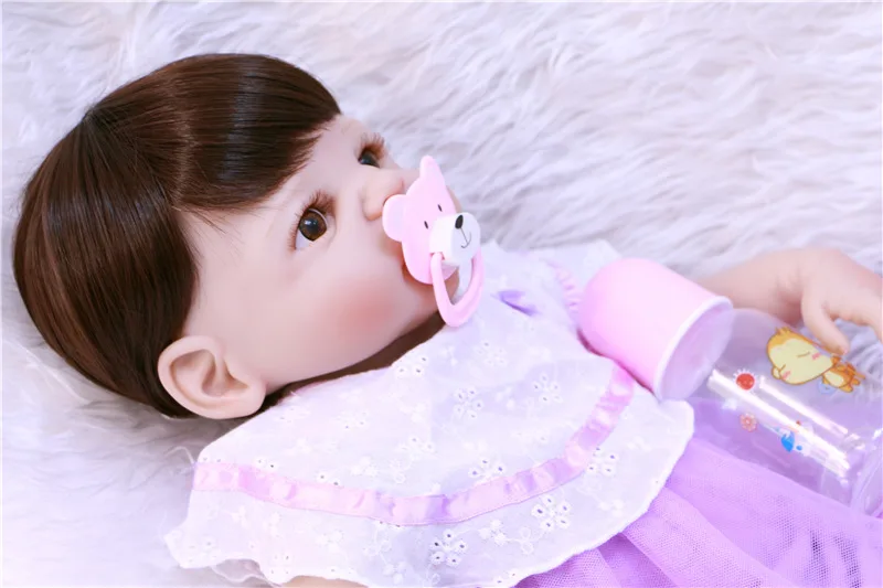 

22'' Lifelike alive reborn bonecas handmade Reborn Baby Doll Boy Full Body Vinyl Silicone with Pacifier bottle children gift