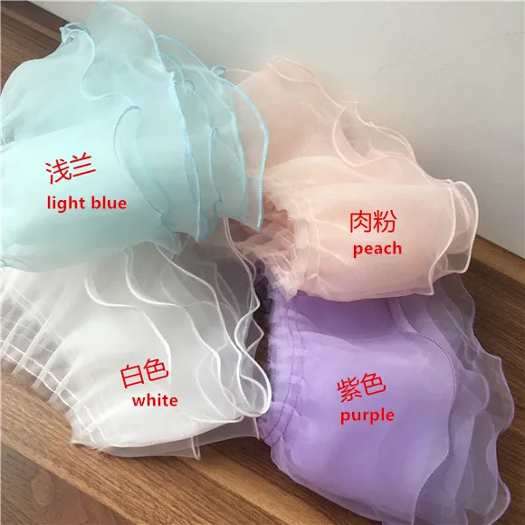 Персиковый фиолетовый синий белый двухслойный плиссированный кружевной