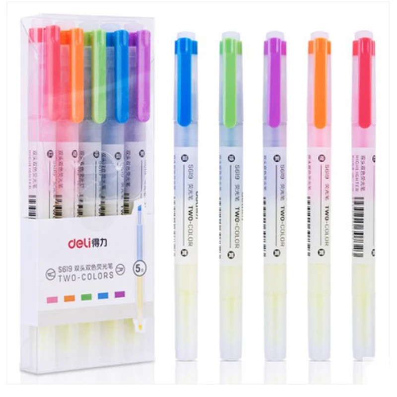 

Deli 5 color15 pcs lot highlighter pen candy color office fluorescent marker supplies marker pen S619