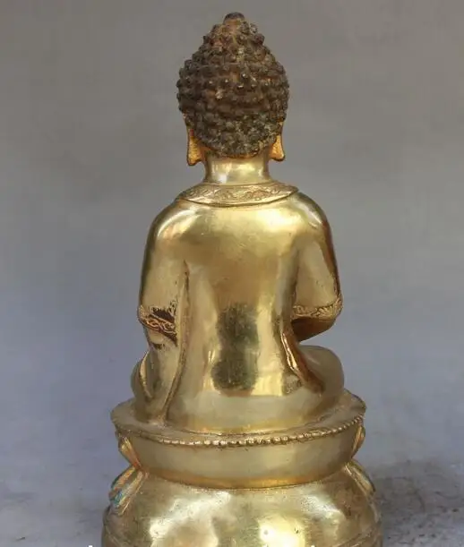 10 &quotСтарая тибетская бронзовая позолоченная сиденья Шакьямуни Амитабха Будды