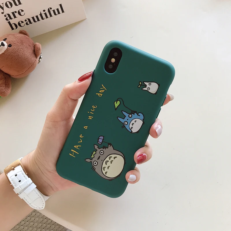 For iPhone 7 6 6s 8 X 7Plus Lovely Cartoon totoro phone case for iphone xr xs max matte Thicken silicone cover capa fundas 10 |