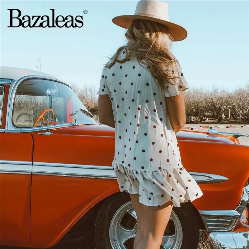 summer Center buttons dot Print Women Dresses V Neck Chic 2019 Ruffles mini dress vestidos drop shipping | Женская одежда