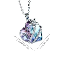 crystal heart shaped luxury pendant necklace womens new fashion blue purple jewelry for 2018 choker chain