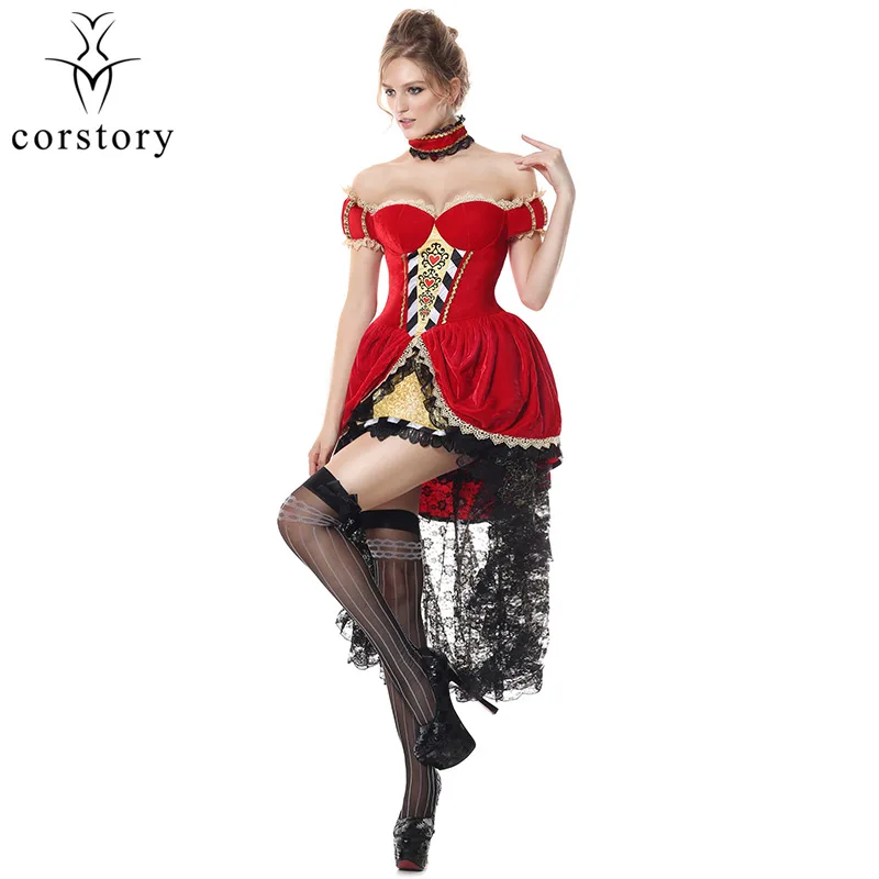 Красное платье-корсет Corstory Deluxe маскарадный костюм на Хэллоуин классический