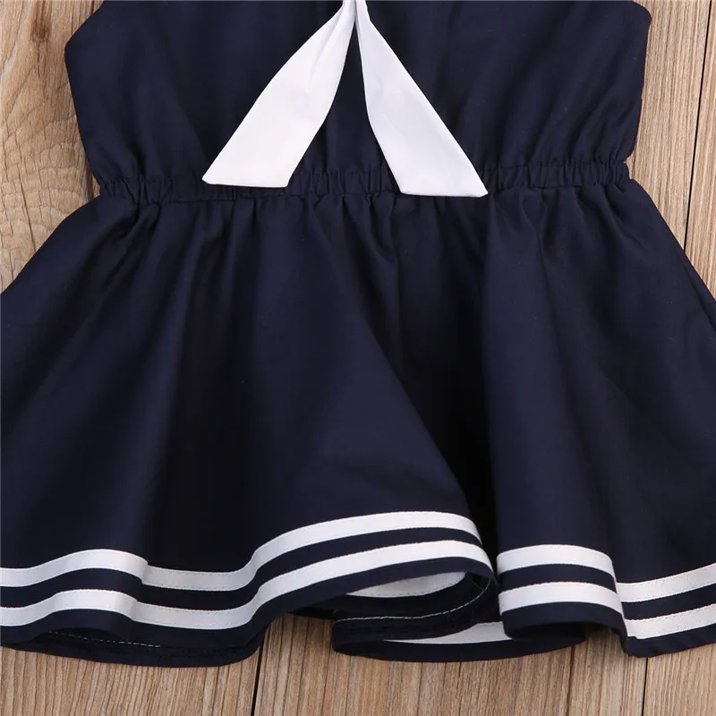 Girl Cotton Dress Baby Princess Navy Style Bow Girls Dresses 2017 Autumn vestidos Infant Toddler Clothes | Детская одежда и обувь