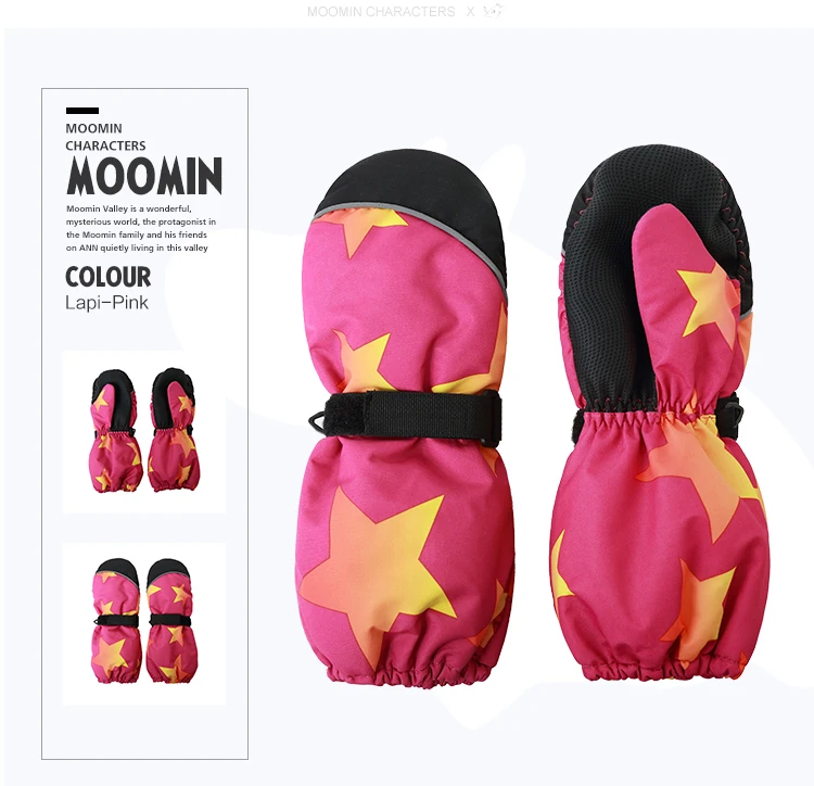 Moomin/ Новое поступление, зимние водонепроницаемые перчатки из полиэстера, теплые перчатки для мальчиков, Зимние перчатки для улицы