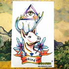 SHNAPIGN смотрящийся олень, временная татуировка, боди-арт, рукав, наклейки для татуировок, 12*20 см, безболезненная хна, Селфи, татуировки, наклейки