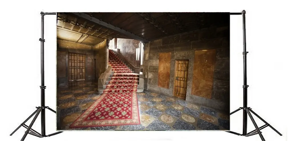 Photography Backdrop Church Stair Vintage Red Carpet Shabby Chic Room Retro Marble Floor Interior Photo Background | Электроника