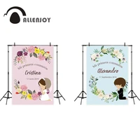 allenjoy first communion decoration photography backdrop girl boy party flower background photocall photo booth custom banner