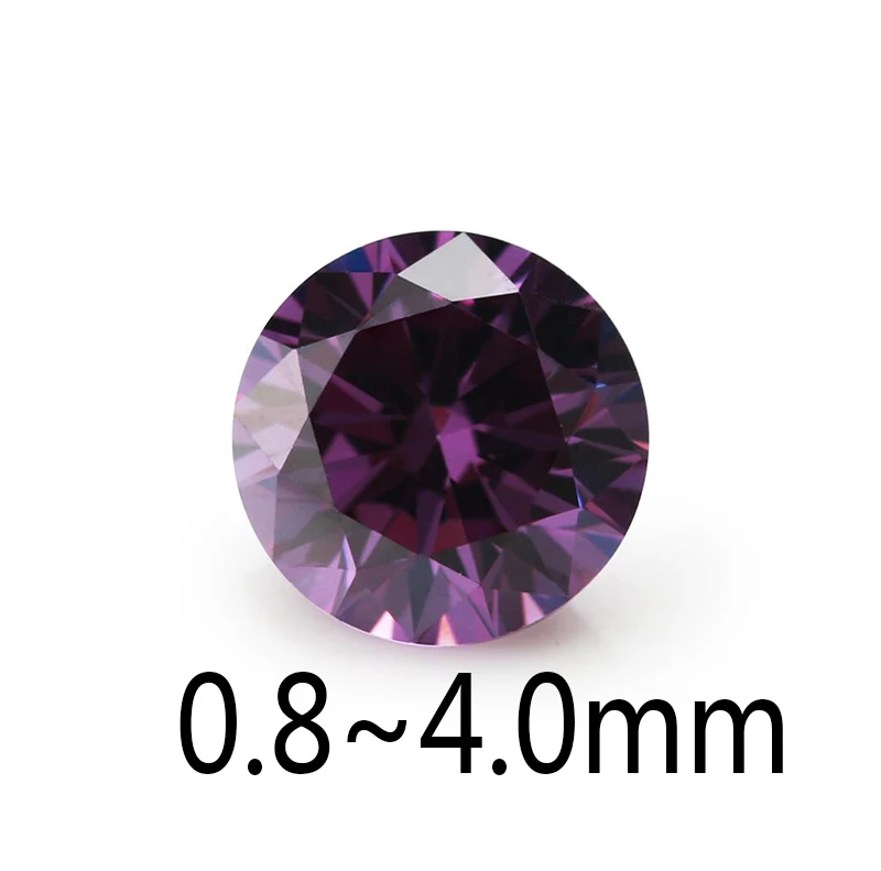 

500PCS 0.8mm~4.0mm Round Shape Loose CZ Stone Purple Color AAAAA Cubic zirconia Synthetic Gems For Jewelry DIY Stone