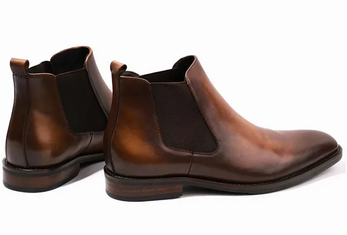 Autumn Winter Italy Retro Square Toe Solid Patchwork Boots Casual Men Business Ankle Slip-on Increased Shoes | Обувь