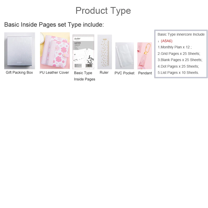 Basic Type Dokibook корейский кожаный переплетный блокнот A5A6A7 планировщик, ежедневник, личный дневник, книга, канцелярские товары, школьные принадлежности - Цвет: Basic Type