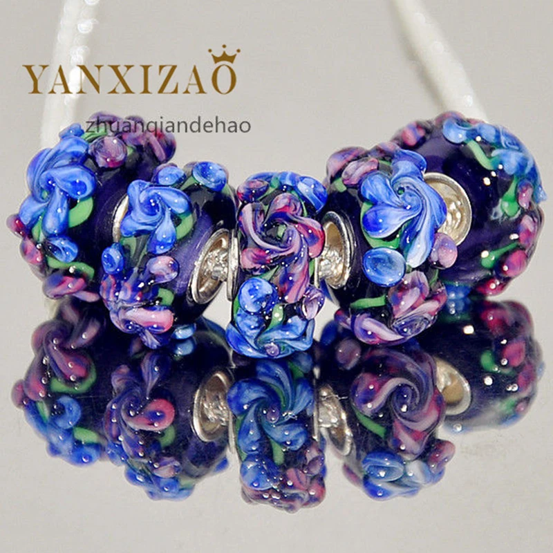 Yanxizao Lampwork Fit Pandora Круглые Подвески бусины для изготовления ювелирных изделий