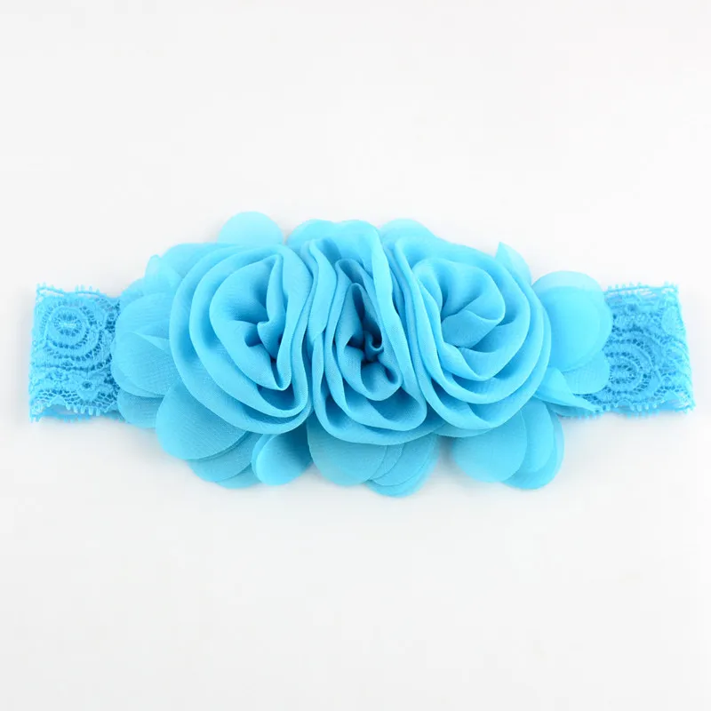 40 шт./лот новинка Милая Кружевная повязка на голову с шифоновой розочкой