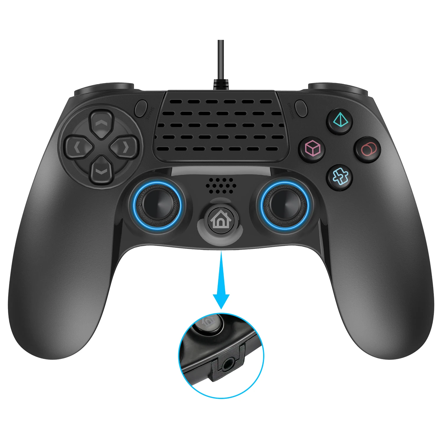 PS4 Геймпад Двойной вибрационный USB проводной контроллер с 3 5 мм разъемом для