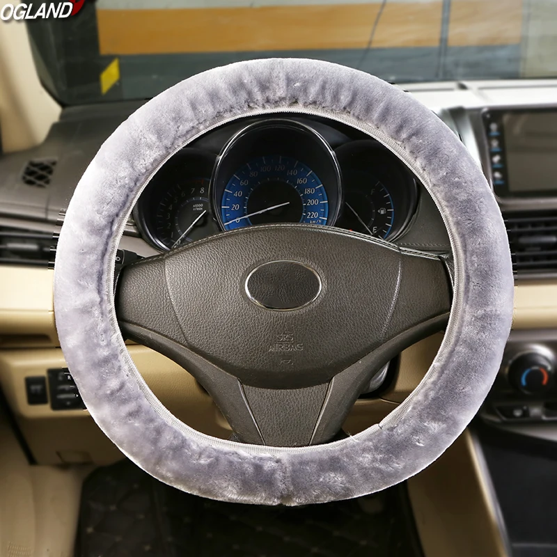 Hotsale Classic Pretty Faux Wool Shrink Car Styling Steering Wheel Covers for Fluffy Color Auto Parts Handle | Автомобили и
