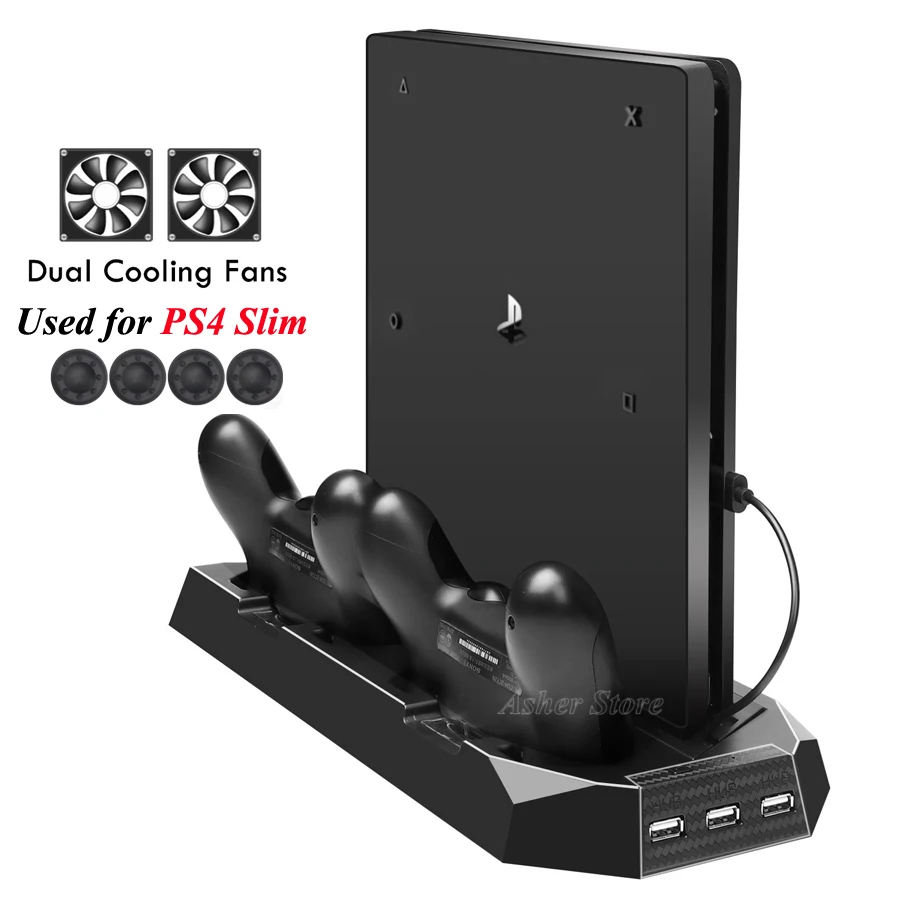 Вертикальная подставка PS4 Slim с двойным контроллером зарядная док-станция 2