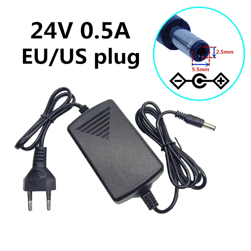 24 V 0.5A 500mA Мощность адаптер постоянного тока 24В DC адаптер EU штепсельная вилка американского стандарта AC 110 V 220 V преобразователь постоянного тока 24 V 0.5A сервера Питание dc5.5mm* 2,5 мм