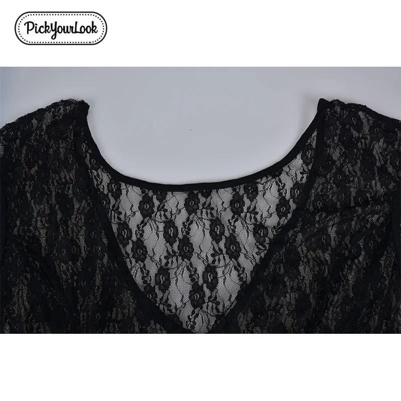 Pickyourlook кружевное женское платье макси плюс размер летнее черное сексуальное Клубное платье с низким вырезом на спине Robe Femme свадебное вечернее платье больших размеров Vestidos