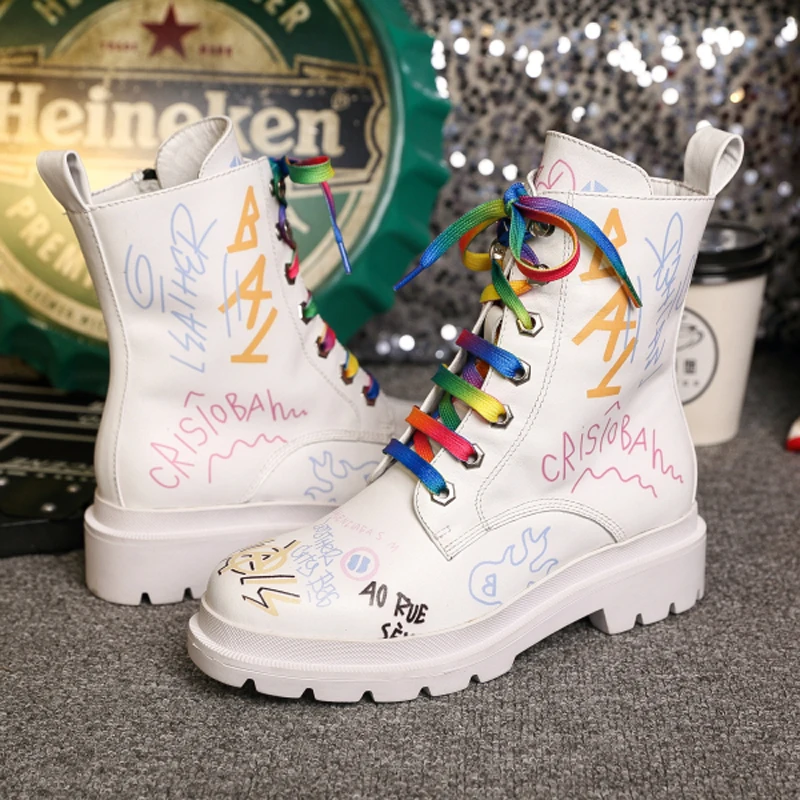 2018 г. обувь в британском стиле ботильоны для женщин из натуральной кожи на