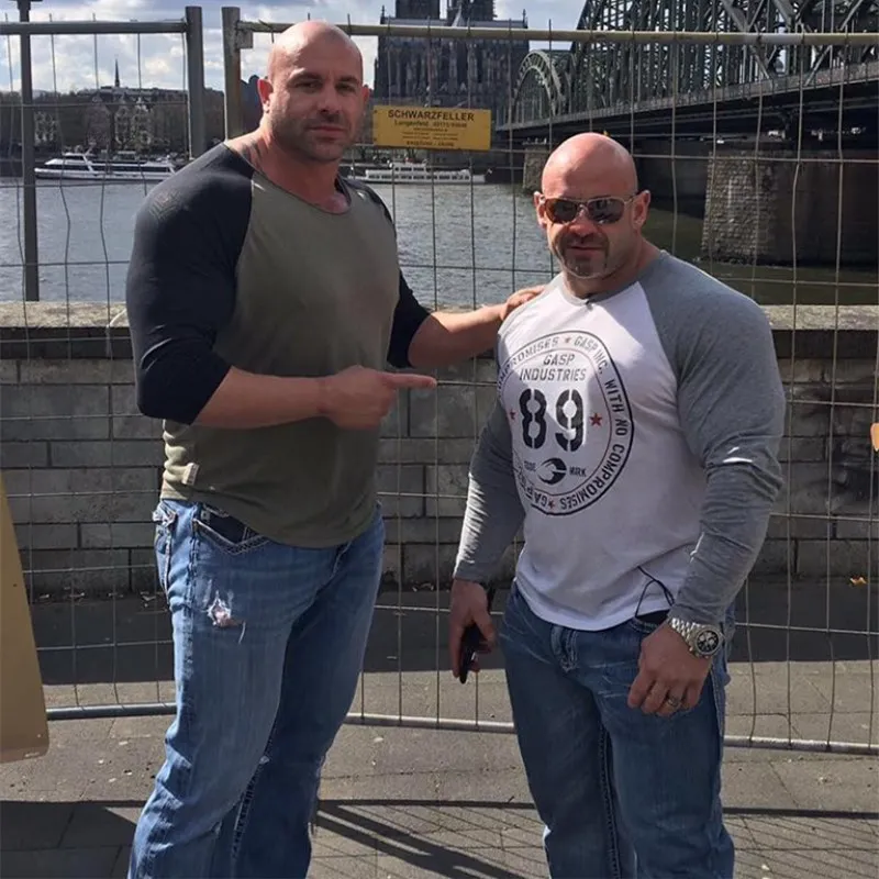 Для мужчин Бег Спорт хлопковая Футболка Тренажерный зал Фитнес тренировки Training с