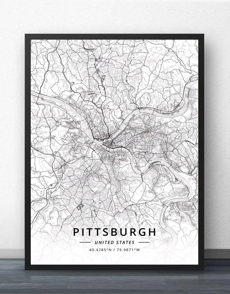 

Pittsburgh PA Pennsylvania USA United States of America Map Poster