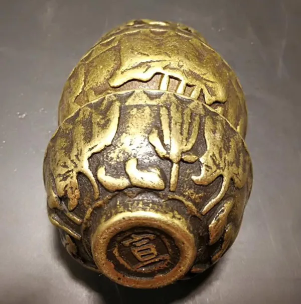 

Chinese Old Brass Handmade Carved fu lu shou xi bowl 4 pieces