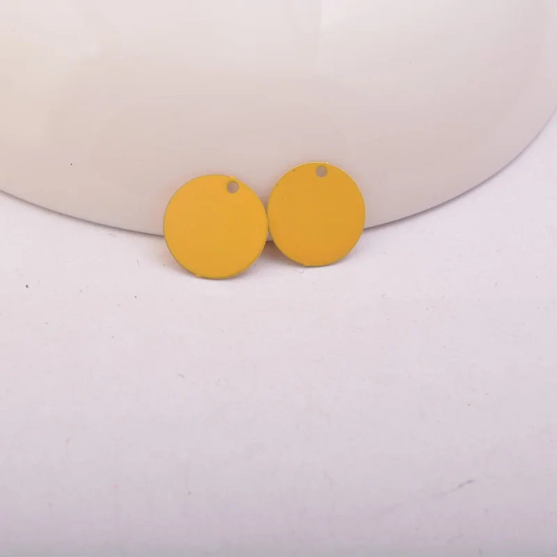 Deep Yellow 100 шт AC10604 12 мм латунные круглые амулеты гладкие разноцветные аксессуары Подвеска для сережек Изготовление ювелирных изделий - Окраска металла: Deep Yellow