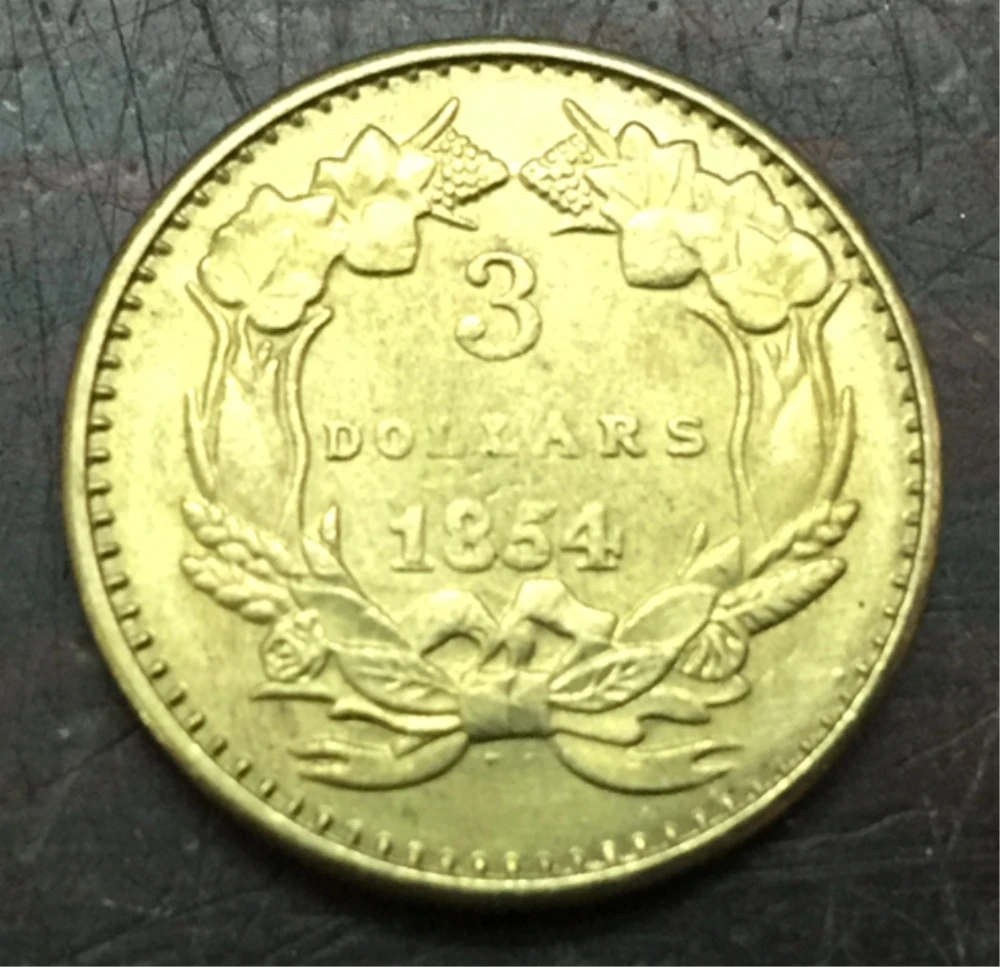 

1854 US $3 gold dollar Gold copy Coin