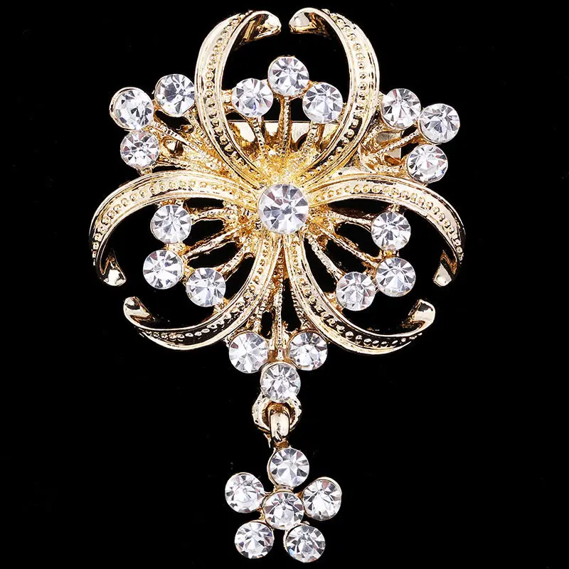 

Bohemia Crystal Rhinestone Flower Brooch For Women Delicate Bouquet Brooches Pins Wedding Bridal Accessories New 2019