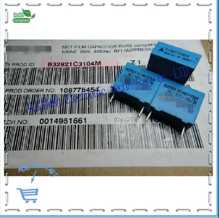 

B32921 X2 safety film capacitor 0.1uf 100nf305 vac P10 Accuracy: 20%