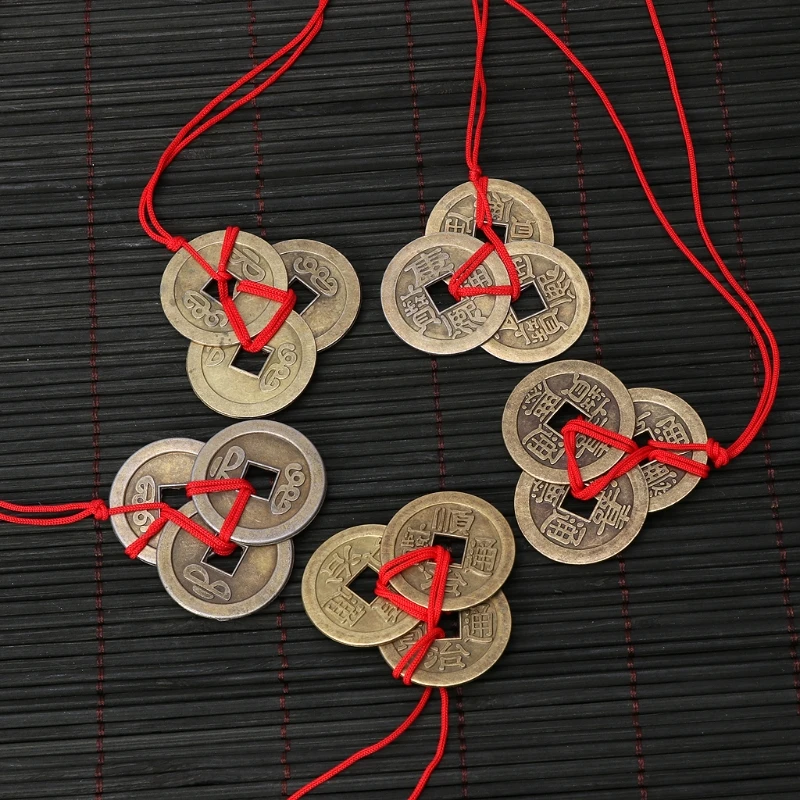 Китайские монеты удачи фэн шуй счастливые I ching с красной струной|Ювелирная