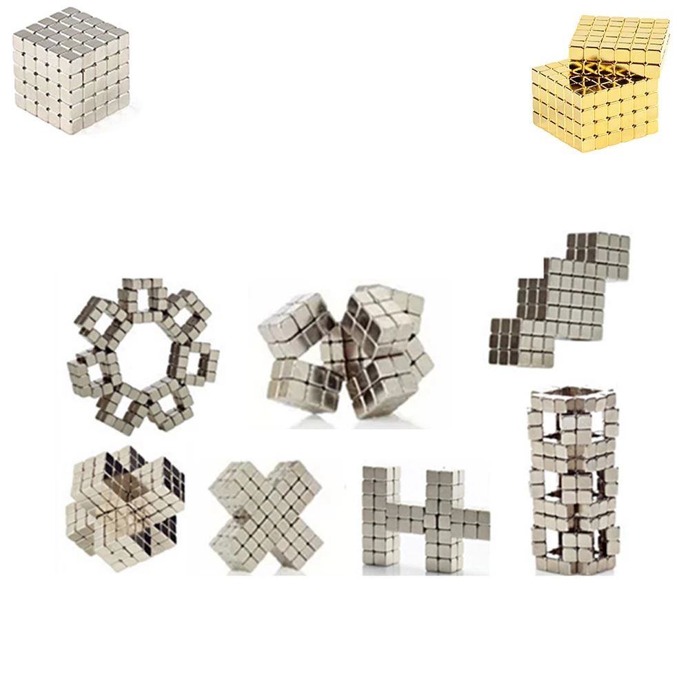 Цвет серебристый, Золотой инновационные Square Cube 216 шт. 4/5 мм магнитный Сталь куб, игрушка, строительные блоки, игрушка-головоломка набор для Давление рельеф игрушки