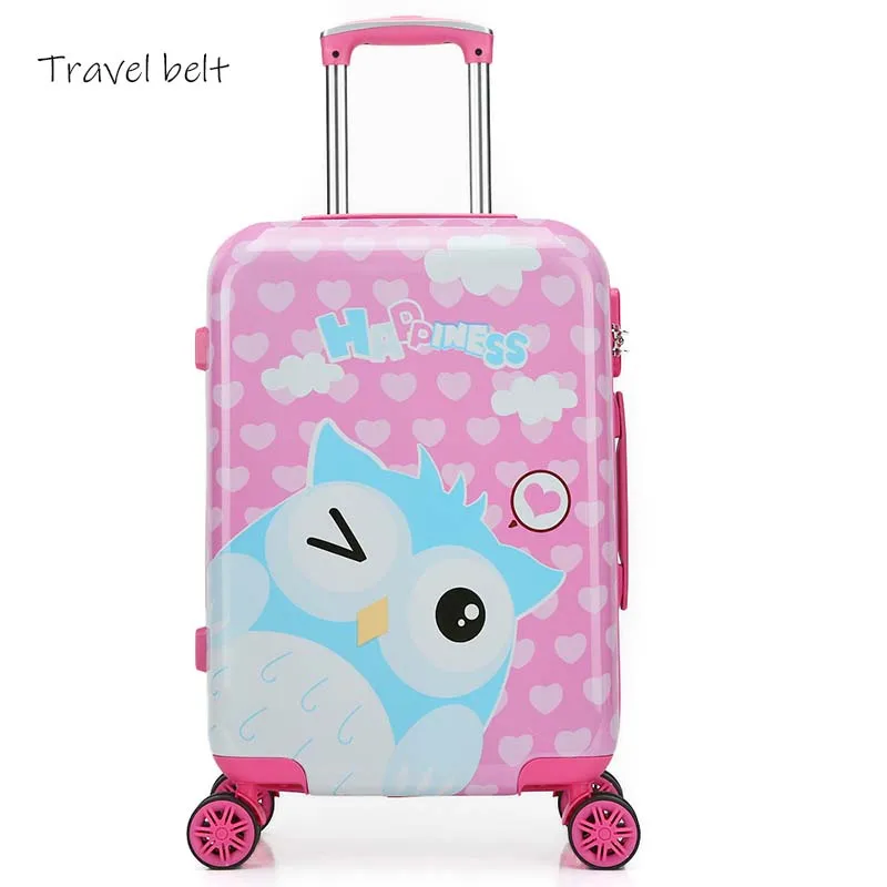 

Travel Belt Cute Cartoon Children Rolling Luggage Spinner 20 inch kids travel Bags Cabin Trolley case Animal Suitcase Wheels