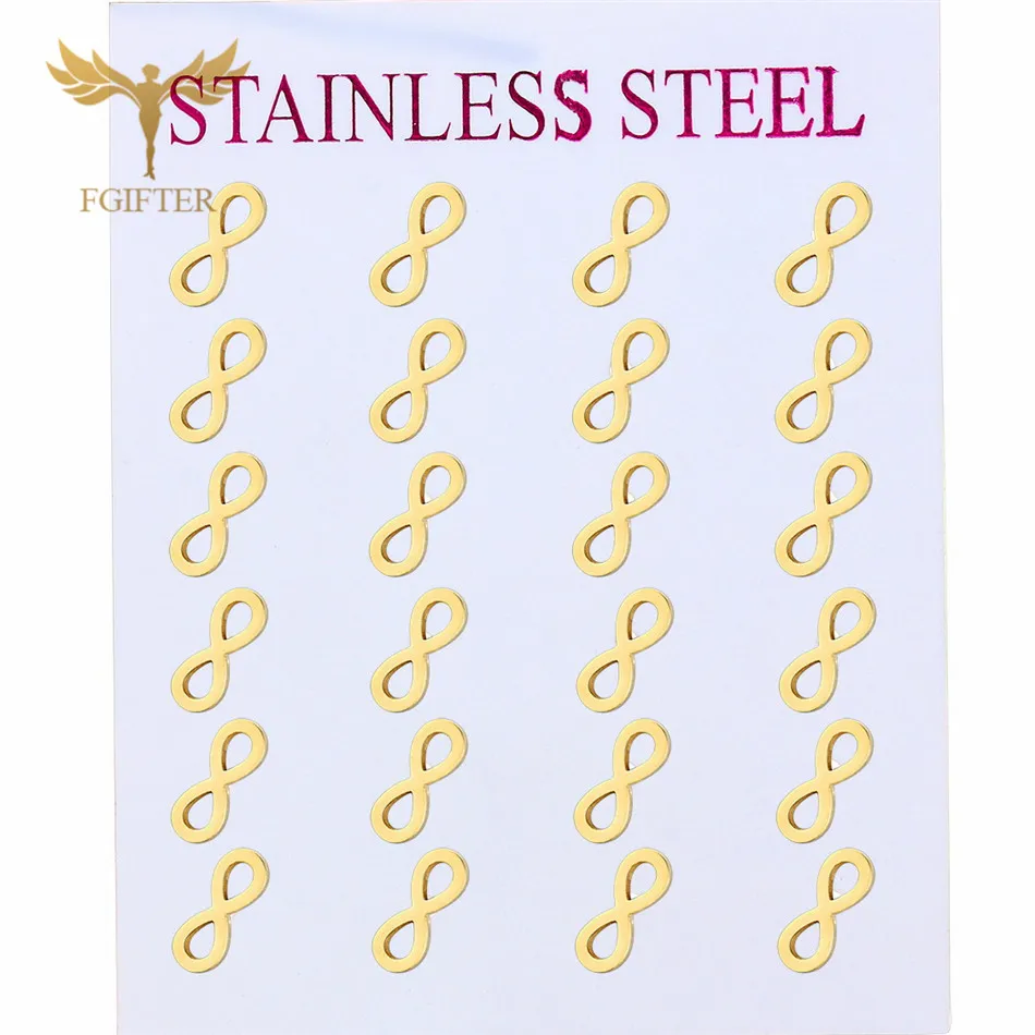 

12pairs/lot Wholesale Minimalist Earrings 8 Design Gold Infinite Earring Style Earrings Stainless Steel Jewelry for Men Women