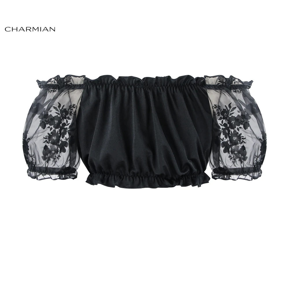 Сексуальный летний черный укороченный топ Charmian с открытыми плечами