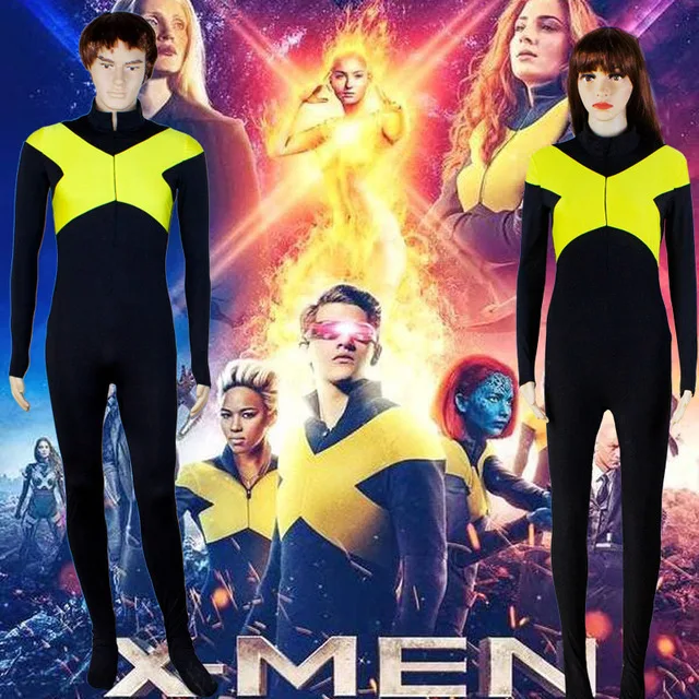 Костюм для косплея X Men темно серого цвета из джинсовой ткани Феникс комбинезон