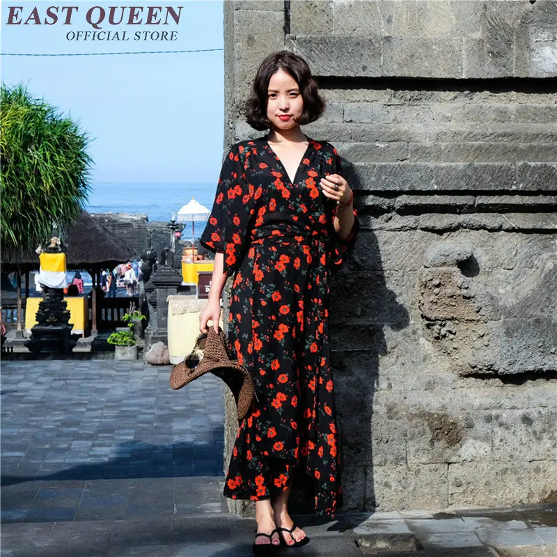 Женские кимоно с цветочным принтом летнее пляжное японское платье для женщин