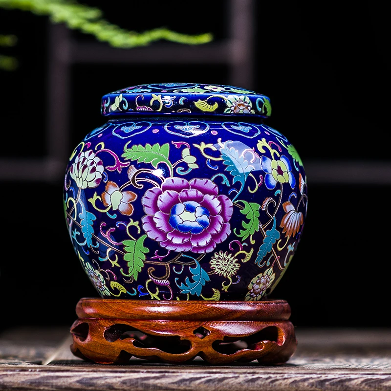 Античная эмалированная керамическая большая чайная банка Jingdezhen для чая