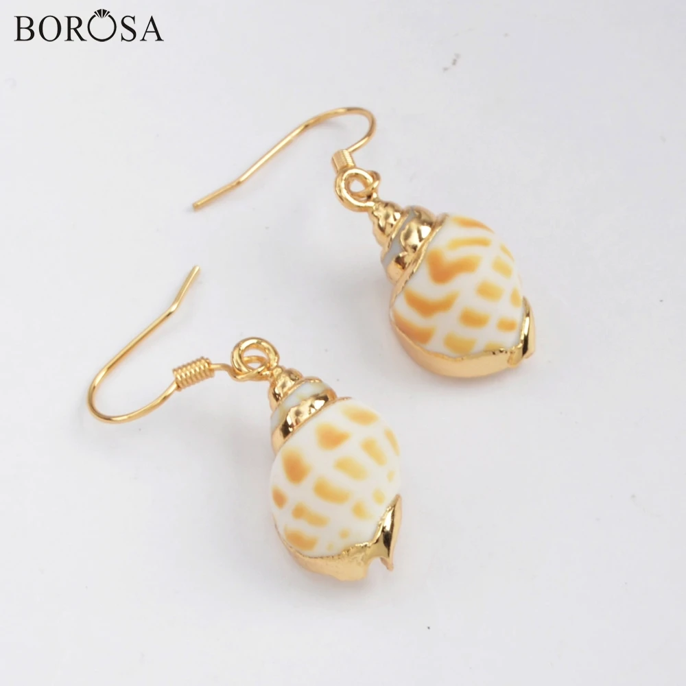

Женские серьги из морской раковины BOROSA, модные летние серьги-подвески с натуральной раковиной, G1809, серьги-капли из ракушки