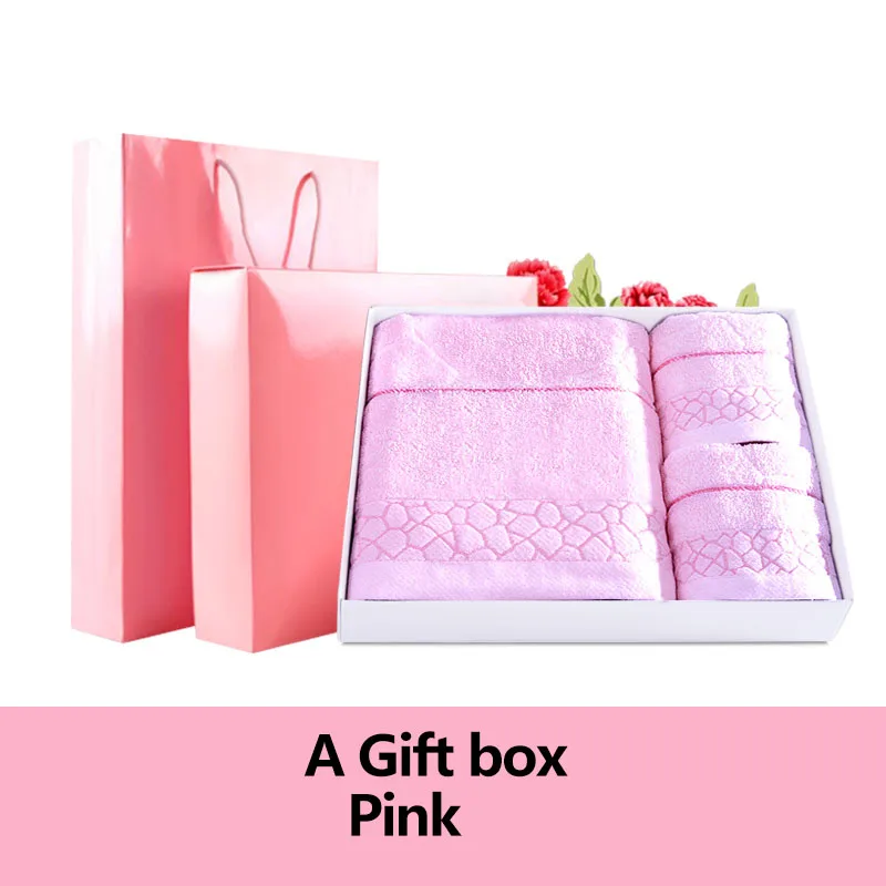 A Gift Box Pink Набор декоративных роскошных банных полотенец из египетского хлопка, 3 предмета, Toalha De Banho, полотенце для ванной, Toallas, женское полотенце, Подарочная коробка, QQC086 - Цвет: A Gift Box Pink