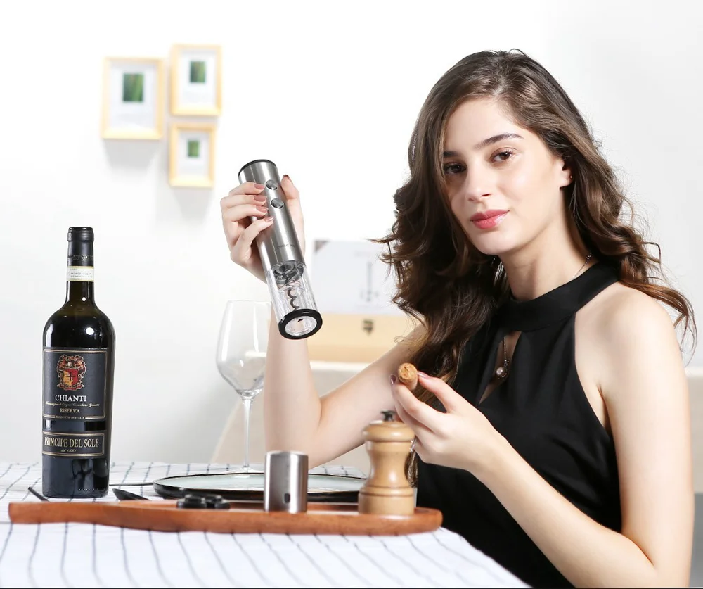 Xiaomi CIRCLE JOY Stainless Steel Electric Corkscrew Bottle Opener Quickly Open Tool for Wine - Silver | Бытовая техника