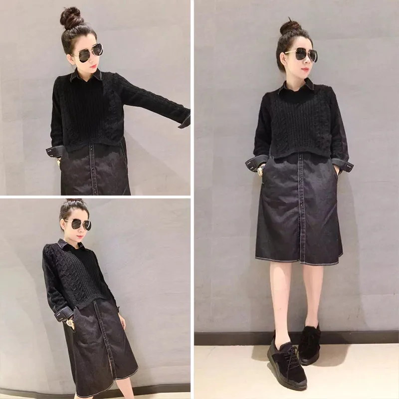 4xl большой размер женский комплект одежды весна осень лето 2017 feminina имитация двух